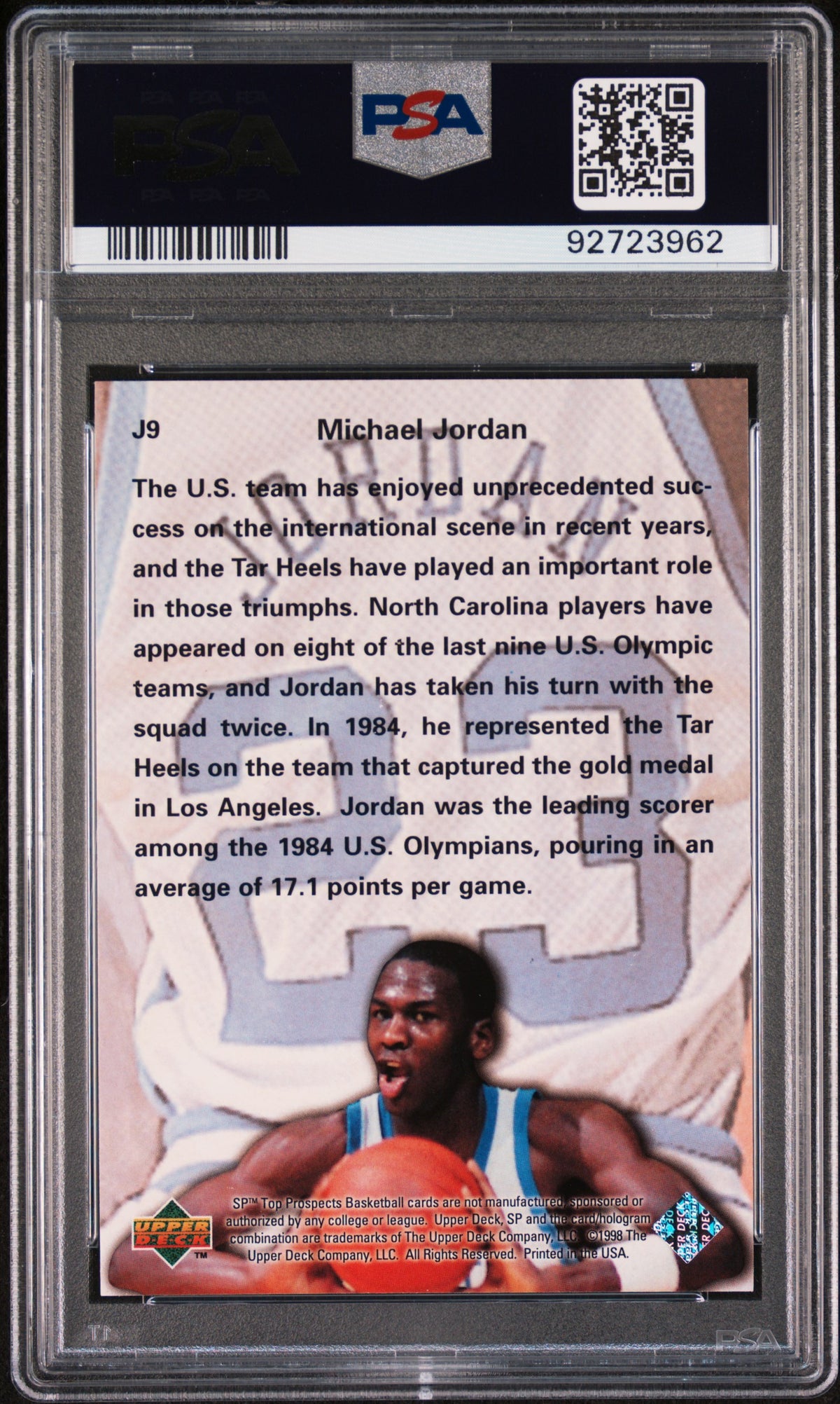 Michael Jordan 1998 SP Top Prospects Phi Beta Card #J9 PSA 8