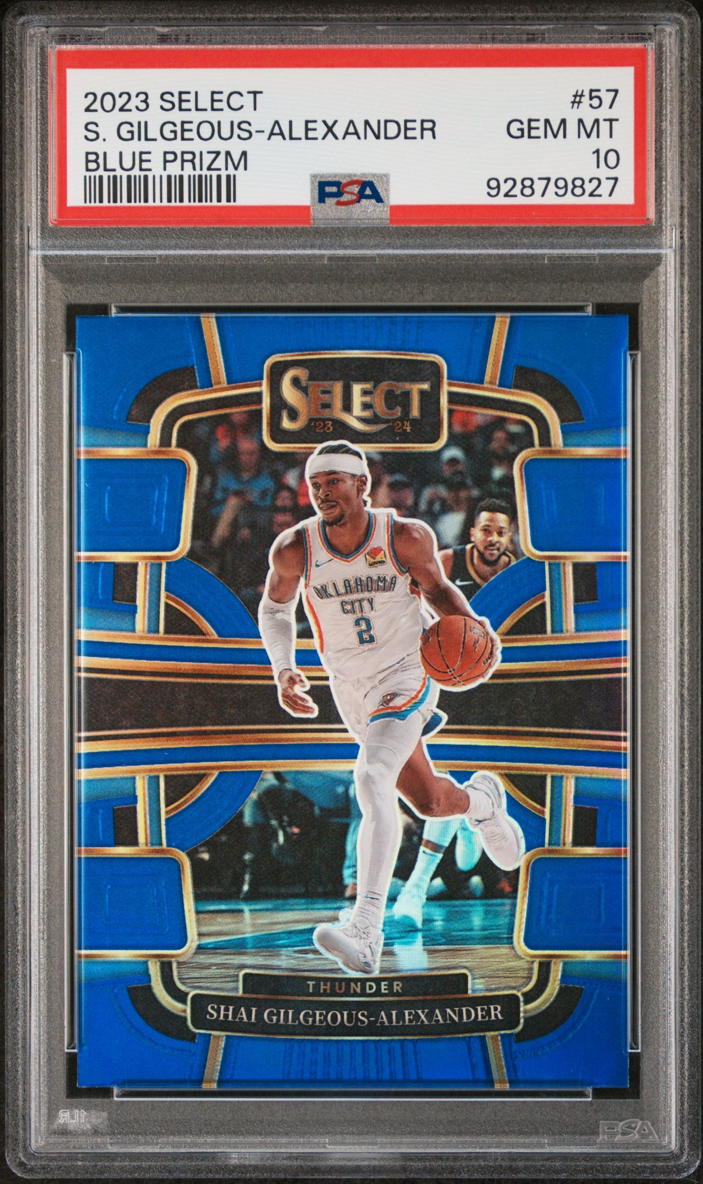 Shai Gilgeous-Alexander 2023 Panini Select Blue Prizm Basketball Card #57 Graded PSA 10-Powers Sports Memorabilia