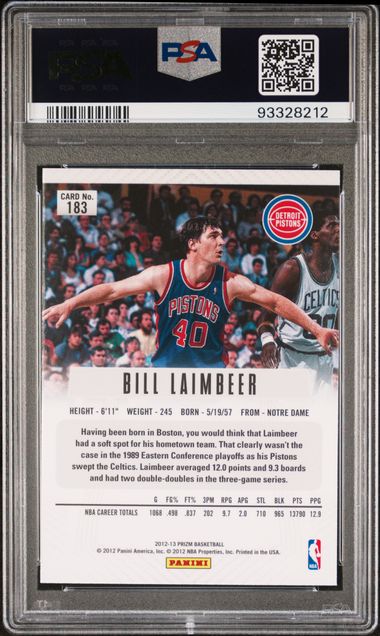 Bill Laimbeer 2012 Panini Silver Prizm Basketball Card #183 Auto Graded PSA 10-Powers Sports Memorabilia