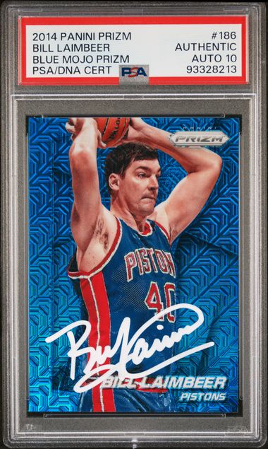 Bill Laimbeer 2014 Panini Prizm Blue Mojo Card #186 Auto Graded PSA 10-Powers Sports Memorabilia