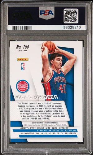 Bill Laimbeer 2014 Panini Prizm Red White Blue Pulsar Card #186 Auto PSA 8-Powers Sports Memorabilia