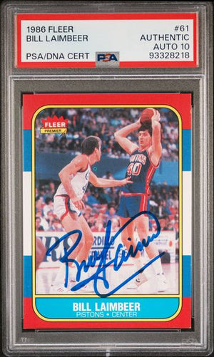 Bill Laimbeer 1986 Fleer Basketball Card #61 Auto Graded PSA 10 93328218-Powers Sports Memorabilia