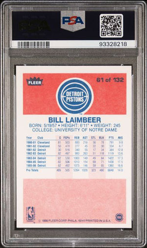 Bill Laimbeer 1986 Fleer Basketball Card #61 Auto Graded PSA 10 93328218-Powers Sports Memorabilia