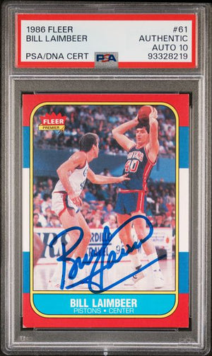 Bill Laimbeer 1986 Fleer Basketball Card #61 Auto Graded PSA 10 93328219-Powers Sports Memorabilia