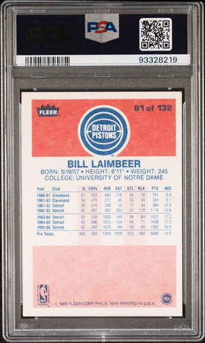 Bill Laimbeer 1986 Fleer Basketball Card #61 Auto Graded PSA 10 93328219-Powers Sports Memorabilia