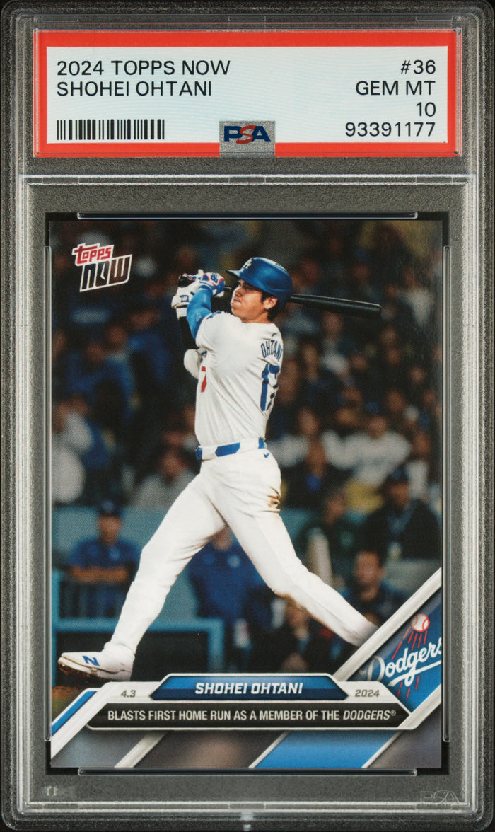 Shohei Ohtani 2024 Topps Now Los Angeles Dodgers 1st Home Run Baseball Card #36 Graded PSA 10 Cert #93391177-Powers Sports Memorabilia