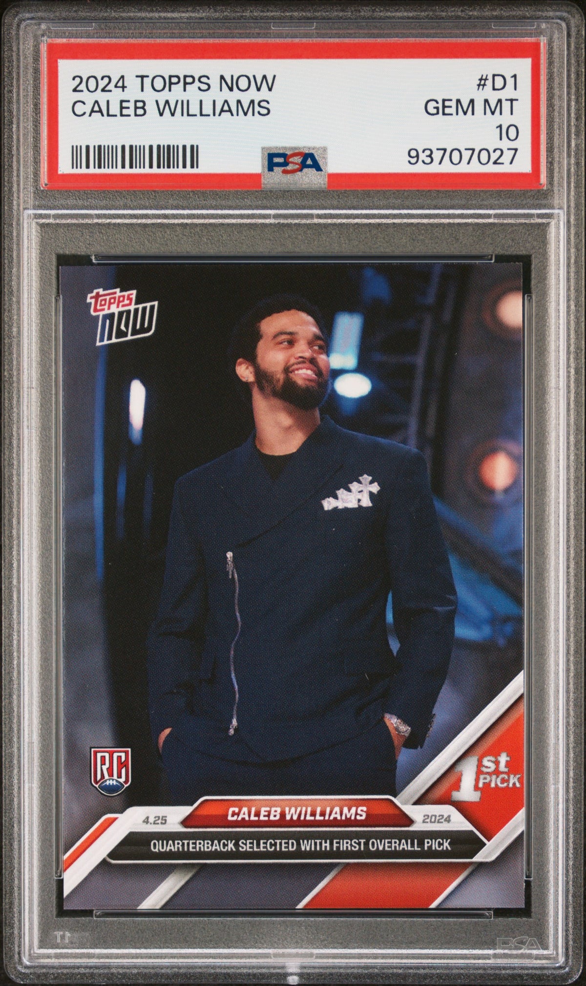 Caleb Williams 2024 Topps Now Rookie Football Card #D1 Graded PSA 10 Cert #93707027-Powers Sports Memorabilia