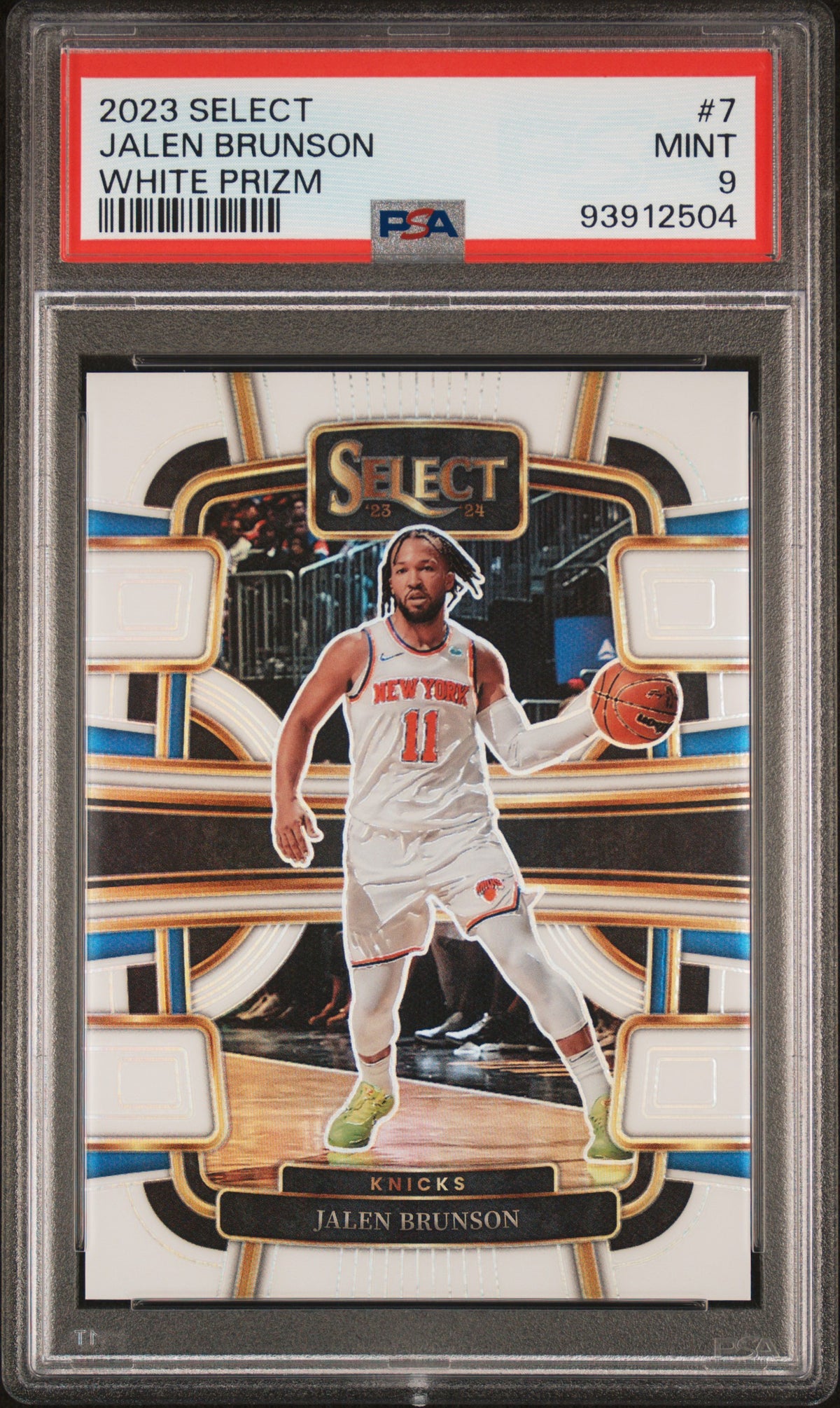 Jalen Brunson 2023 Panini Select White Prizm New York Knicks Basketball Card #7 Graded PSA 9 Cert #93912504 112/149