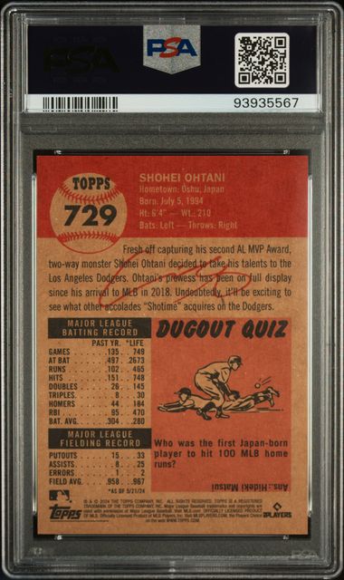 Shohei Ohtani 2024 Topps Living Baseball Card #729 Graded PSA 10-Powers Sports Memorabilia
