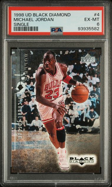 Michael Jordan 1998 Upper Deck Black Diamond Single Card #4 Graded PSA 6-Powers Sports Memorabilia