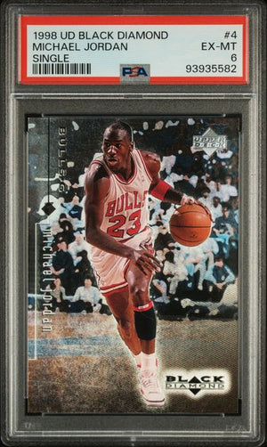 Michael Jordan 1998 Upper Deck Black Diamond Single Card #4 Graded PSA 6-Powers Sports Memorabilia