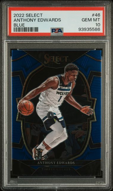 Anthony Edwards 2022 Panini Select Blue Basketball Card #46 Graded PSA 10-Powers Sports Memorabilia