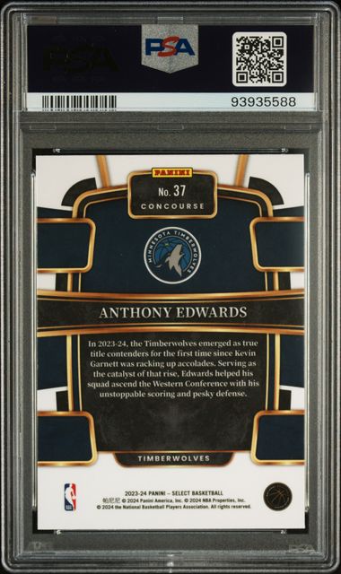Anthony Edwards 2023 Panini Select Blue Basketball Card #37 Graded PSA 10-Powers Sports Memorabilia
