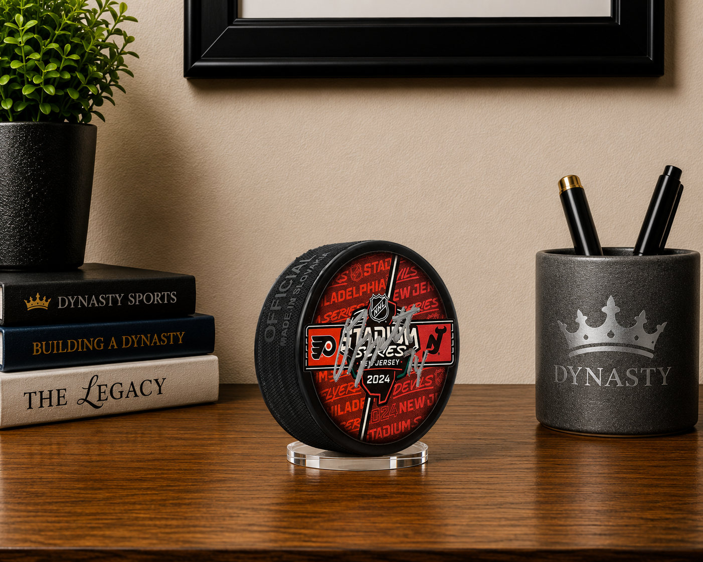 Owen Tippett Signed Philadelphia Flyers 2024 Stadium Series Hockey Logo Puck-Powers Sports Memorabilia