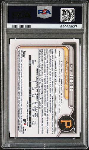 Paul Skenes 2024 Bowman Pittsburgh Pirates Baseball Paper Prospects Rookie Card #BP125 Graded PSA 9 Cert #94033927-Powers Sports Memorabilia