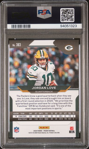 Jordan Love 2020 Panini Prizm Signed Rookie Card #363 Auto Graded PSA 10 94051323-Powers Sports Memorabilia