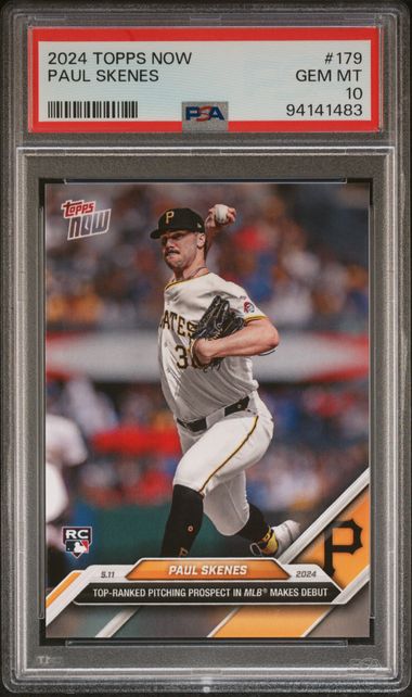 Paul Skenes 2024 Topps Now MLB Debut Baseball Rookie Card #179 Graded PSA 10