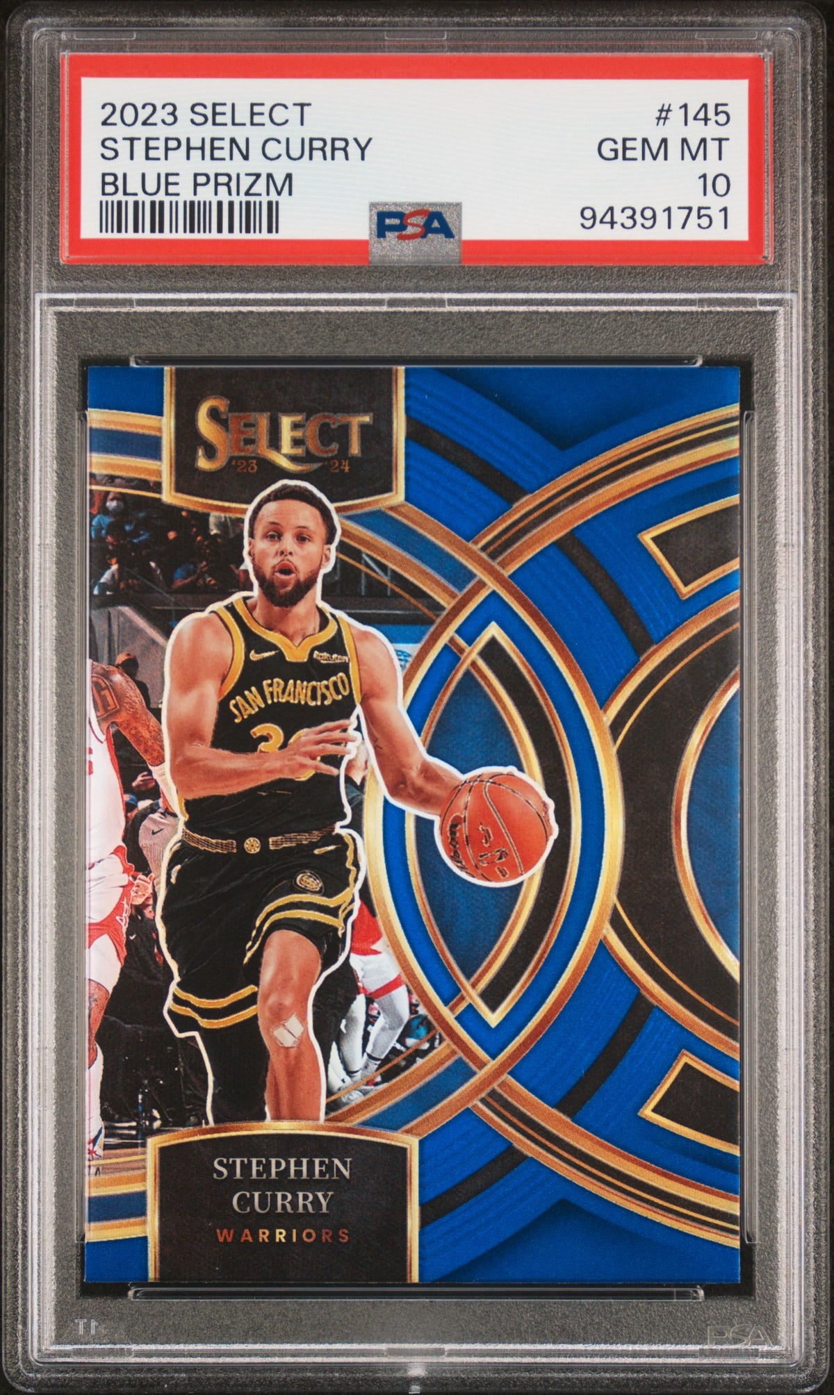 Stephen Curry 2023 Panini Select Blue Prizm Card #145 PSA 10-Powers Sports Memorabilia