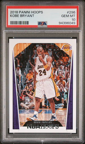 Kobe Bryant 2018 Panini Hoops Los Angeles Lakers Basketball Card #296 Graded PSA 10 Cert #94396049-Powers Sports Memorabilia
