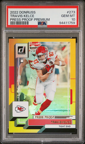 Travis Kelce 2022 Donruss Press Proof Premium Football Card #273 Graded PSA 10-Powers Sports Memorabilia