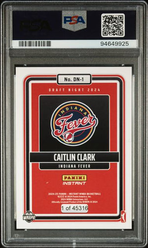 Caitlin Clark 2024 Panini Instant WNBA Draft Night Rookie Card #DN1 PSA 10-Powers Sports Memorabilia