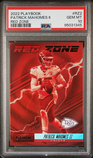 Patrick Mahomes 2022 Playbook Red Zone Football Card #RZ2 Graded PSA 10-Powers Sports Memorabilia