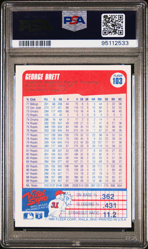 George Brett 1990 Fleer Baseball Card #103 Graded PSA 10-Powers Sports Memorabilia