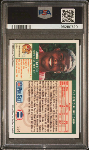 John Taylor 1989 Pro Set Signed Football Rookie Card #384 Graded PSA 9 Auto 10-Powers Sports Memorabilia