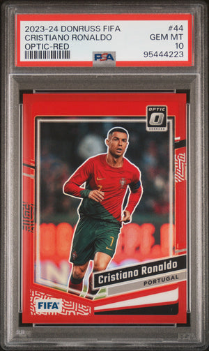 Cristiano Ronaldo 2023 Panini Donruss FIFA Optic Red Soccer Card #44 Graded PSA 10 103/299 95444223-Powers Sports Memorabilia