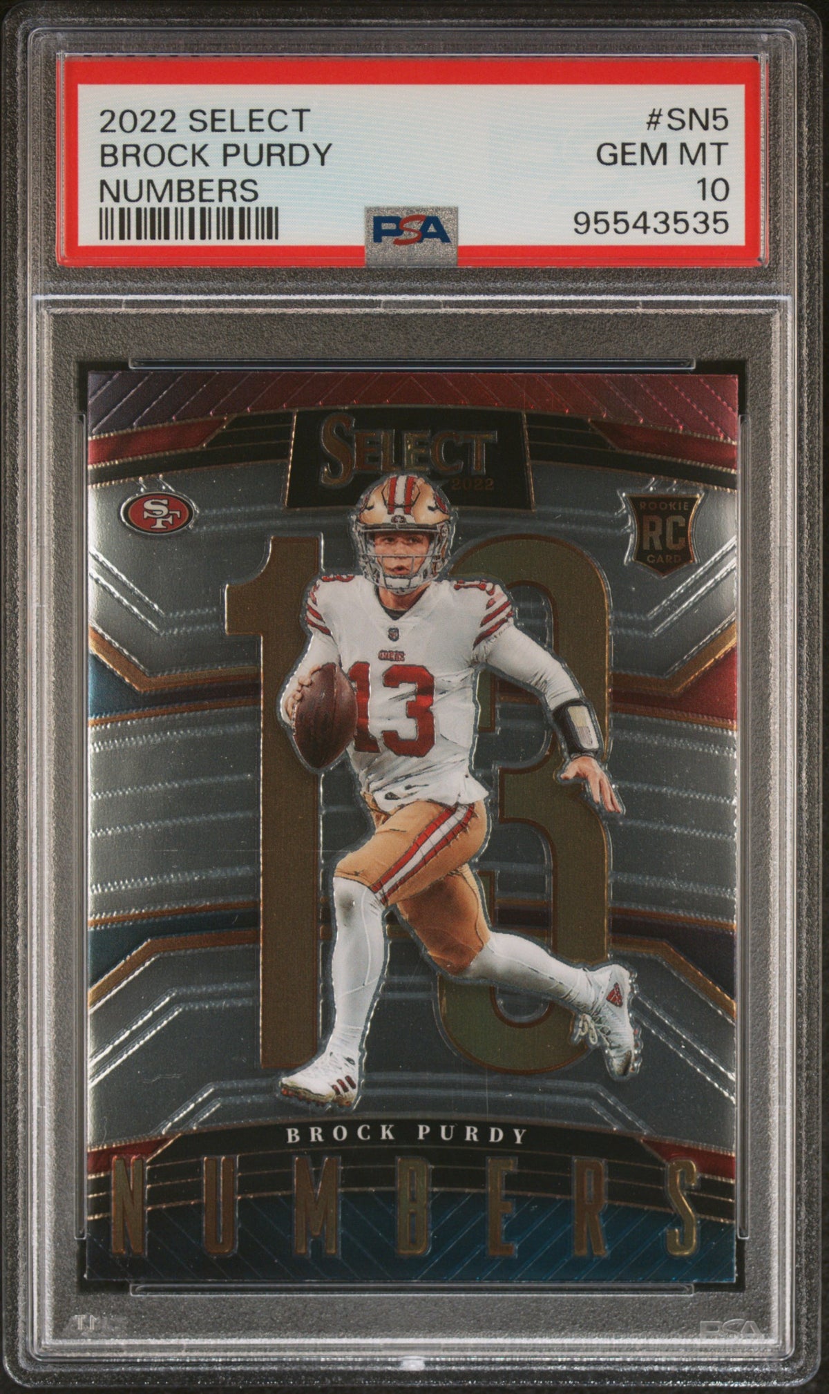 Brock Purdy 2022 Panini Select Numbers Rookie Football Card #SN5 Graded PSA 10 Cert #95543535-Powers Sports Memorabilia