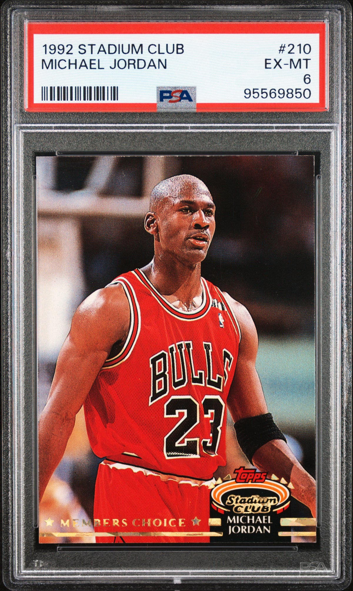 Michael Jordan 1992 Topps Stadium Club Chicago Bulls Basketball Card #210 Graded PSA 6 Cert #95569850-Powers Sports Memorabilia
