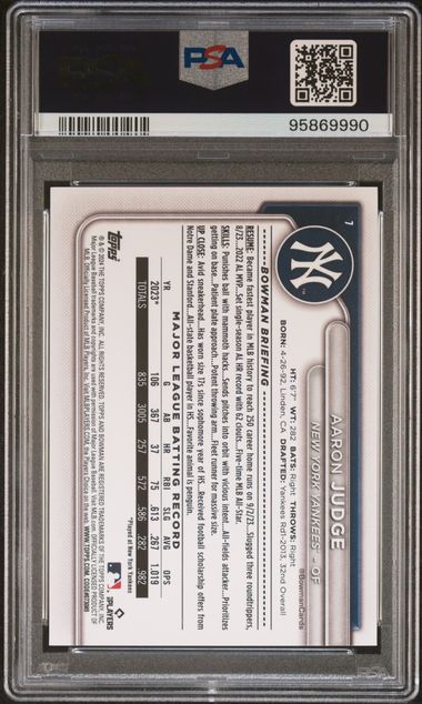 Aaron Judge 2024 Bowman New York Yankees Card #7 PSA 10