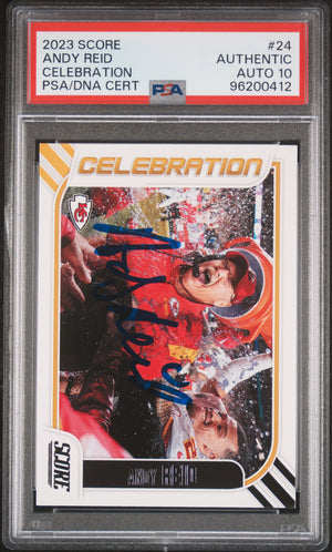 Andy Reid 2023 Score Celebration Signed Football Card #24 Auto Graded PSA 10 412-Powers Sports Memorabilia