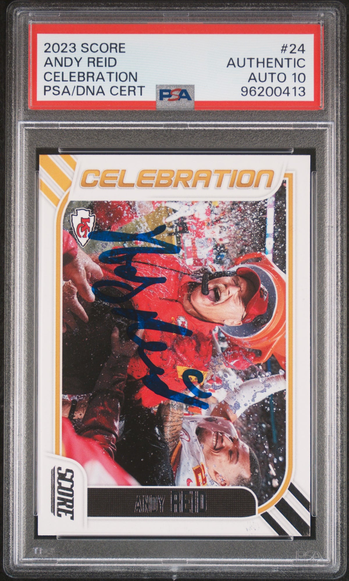 Andy Reid 2023 Score Celebration Signed Football Card #24 Auto Graded PSA 10 413-Powers Sports Memorabilia