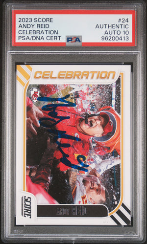 Andy Reid 2023 Score Celebration Signed Football Card #24 Auto Graded PSA 10 413-Powers Sports Memorabilia