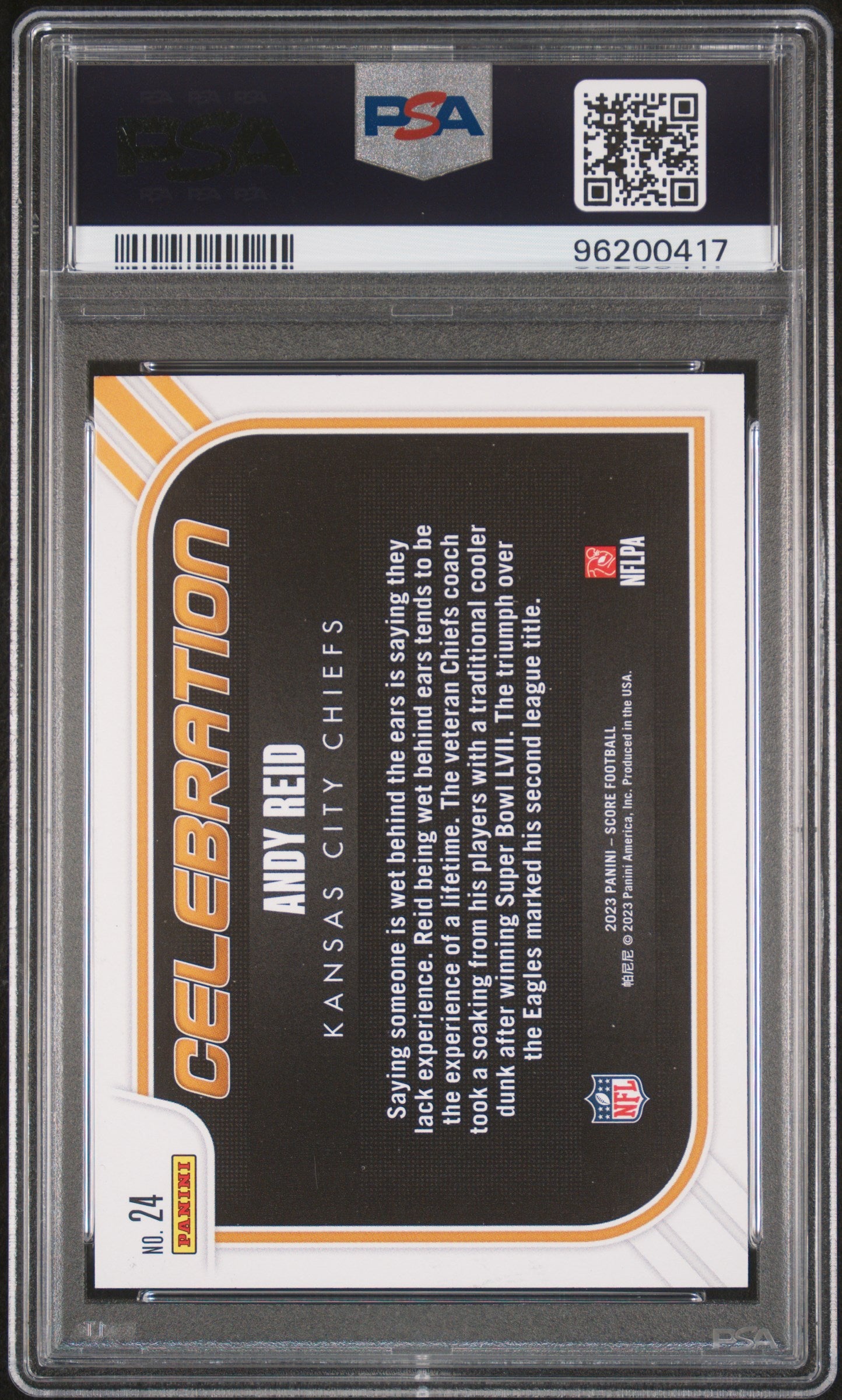 Andy Reid 2023 Score Celebration Gold Signed Football Card #24 Auto PSA 10 417-Powers Sports Memorabilia
