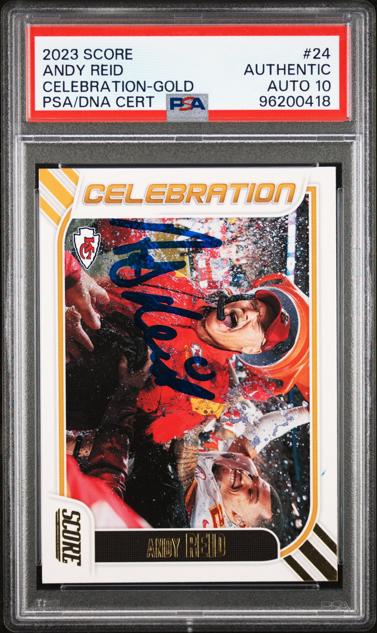 Andy Reid 2023 Score Celebration Gold Signed Football Card #24 Auto PSA 10 418-Powers Sports Memorabilia