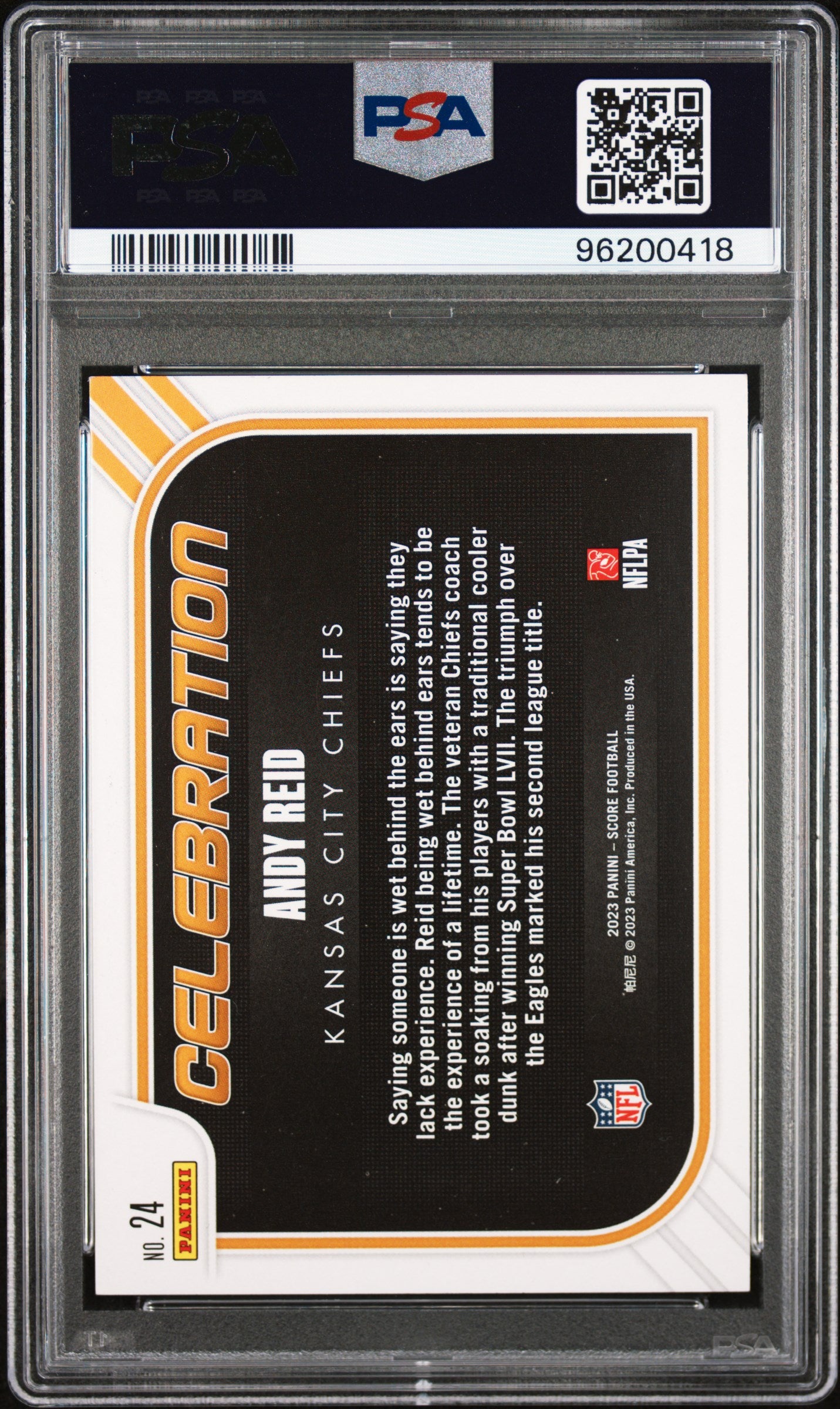 Andy Reid 2023 Score Celebration Gold Signed Football Card #24 Auto PSA 10 418-Powers Sports Memorabilia