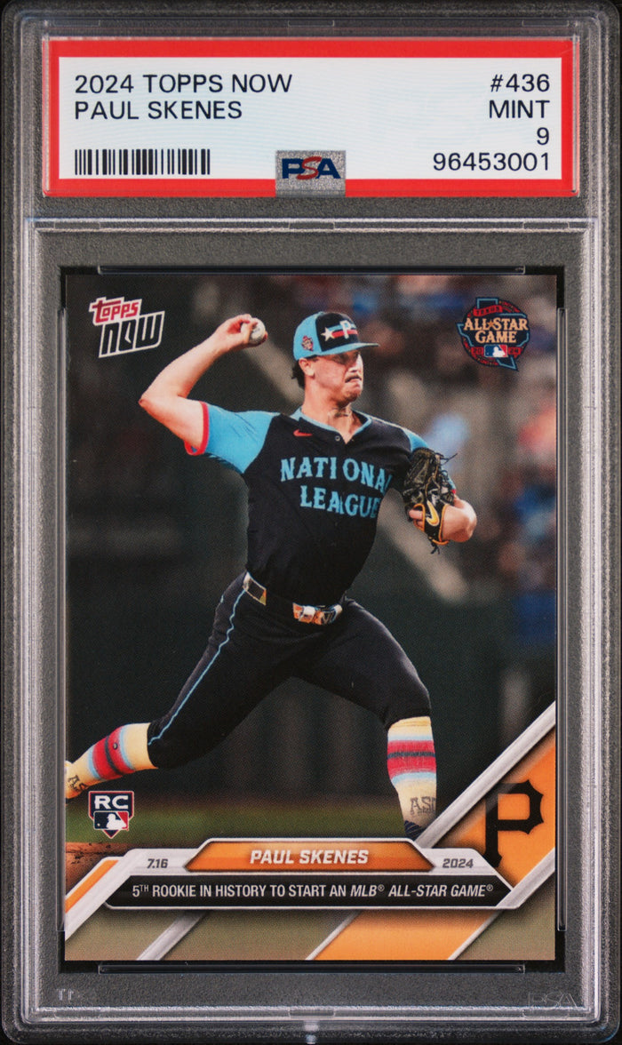 Paul Skenes 2024 Topps Now 1st All Star Game Pittsburgh Pirates Baseball Rookie Card #436 Graded PSA 9 Cert #96453001-Powers Sports Memorabilia