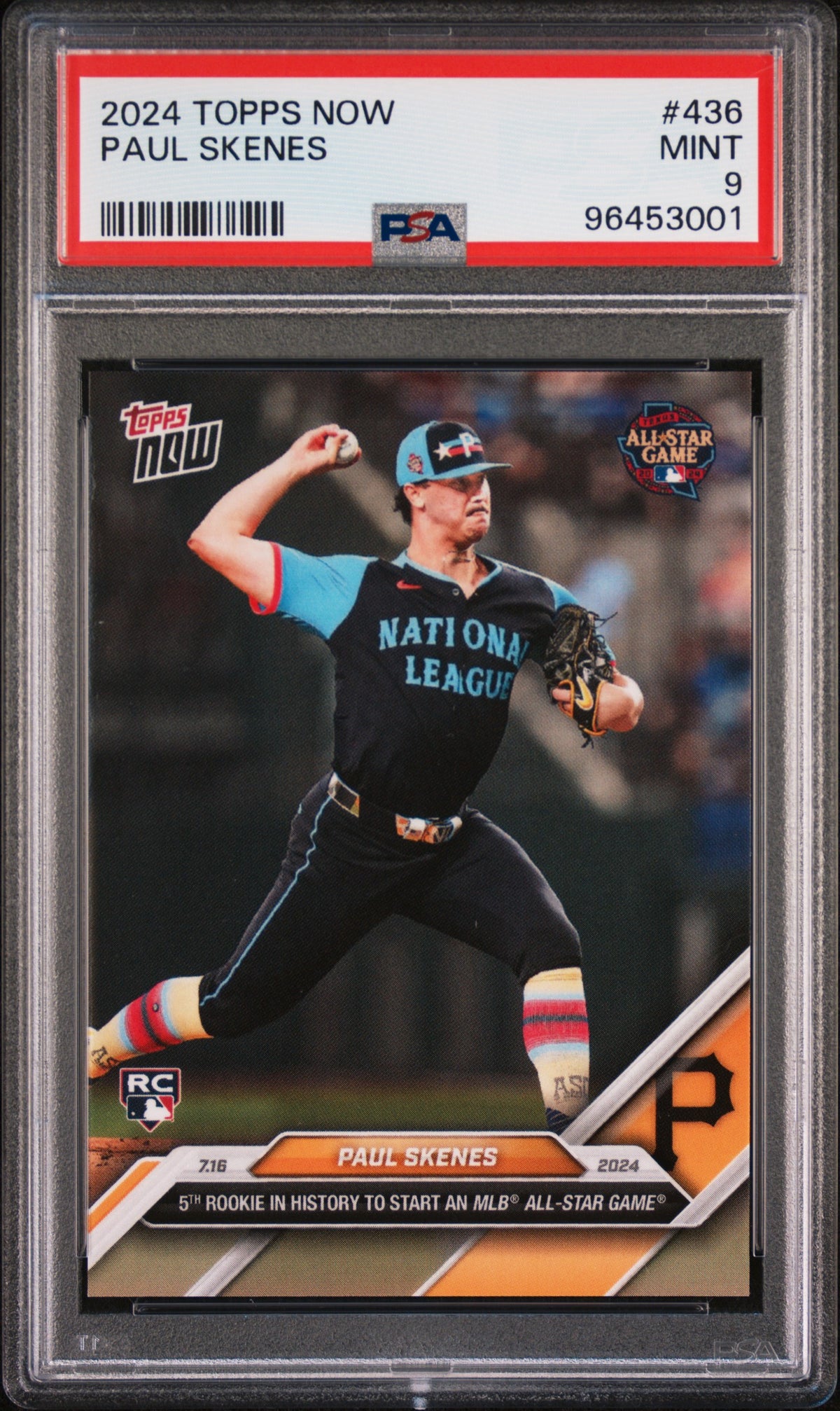 Paul Skenes 2024 Topps Now 1st All Star Game Pittsburgh Pirates Baseball Rookie Card #436 Graded PSA 9 Cert #96453001-Powers Sports Memorabilia