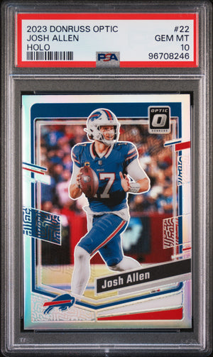 Josh Allen 2023 Donruss Optic Holo Bills Card #22 PSA 10