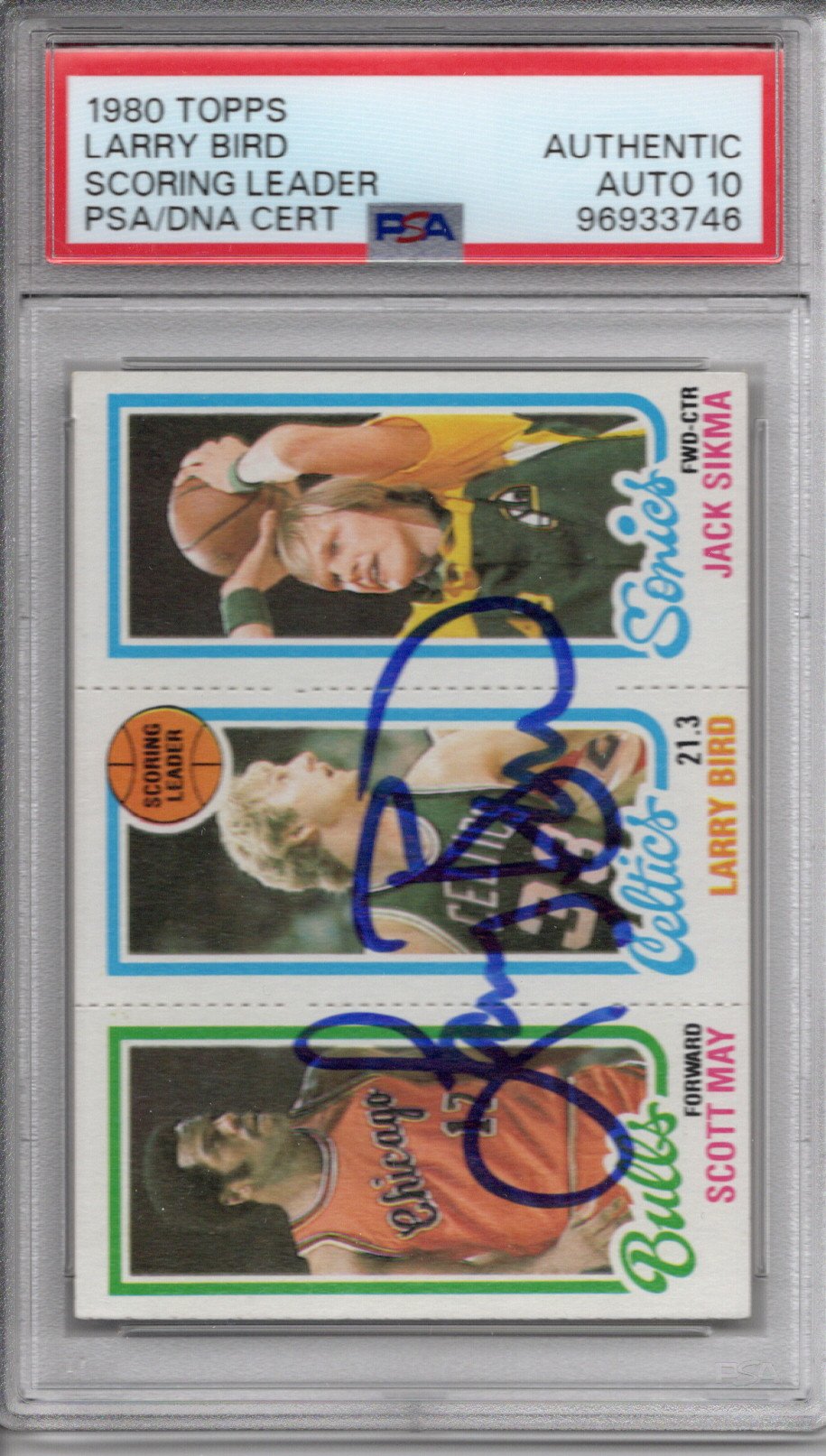 Larry Bird Signed Boston Celtics 1980 Topps Card PSA AUTHENTIC AUTO 10-Powers Sports Memorabilia