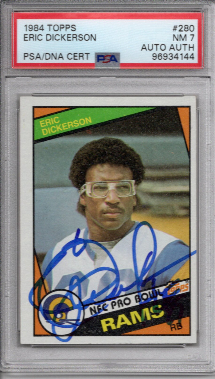 Eric Dickerson Signed Los Angeles Rams 1984 Topps #280 Rookie Card PSA Graded Encapsulated 96934144-Powers Sports Memorabilia