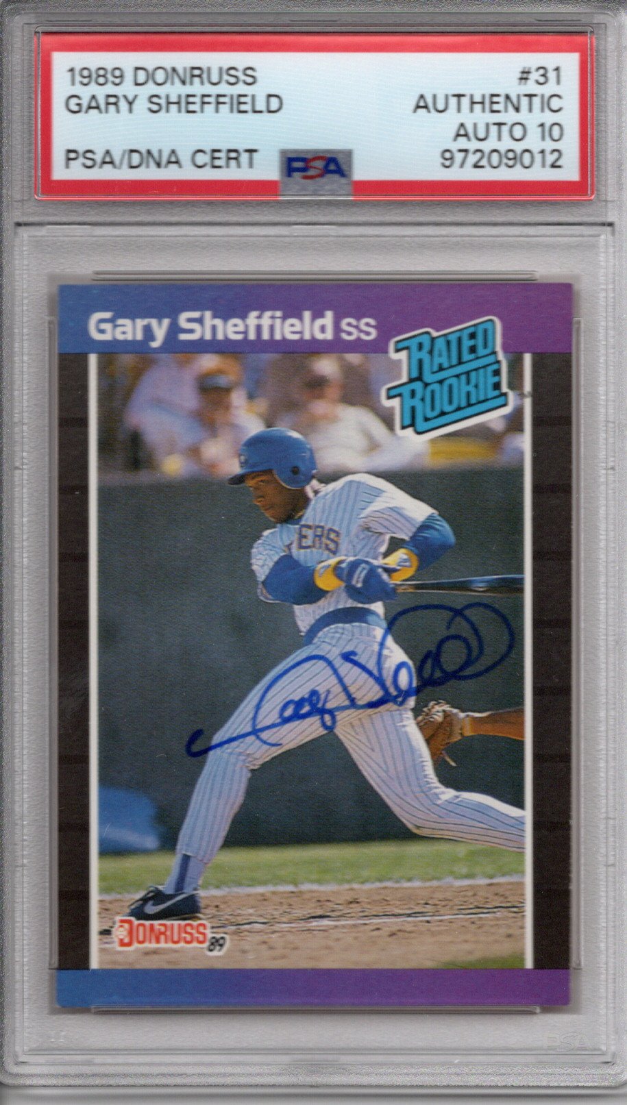 Gary Sheffield Signed Milwaukee Brewers 1989 Donruss Rookie Card #31 PSA Authenticated Encapsulated 97209012-Powers Sports Memorabilia