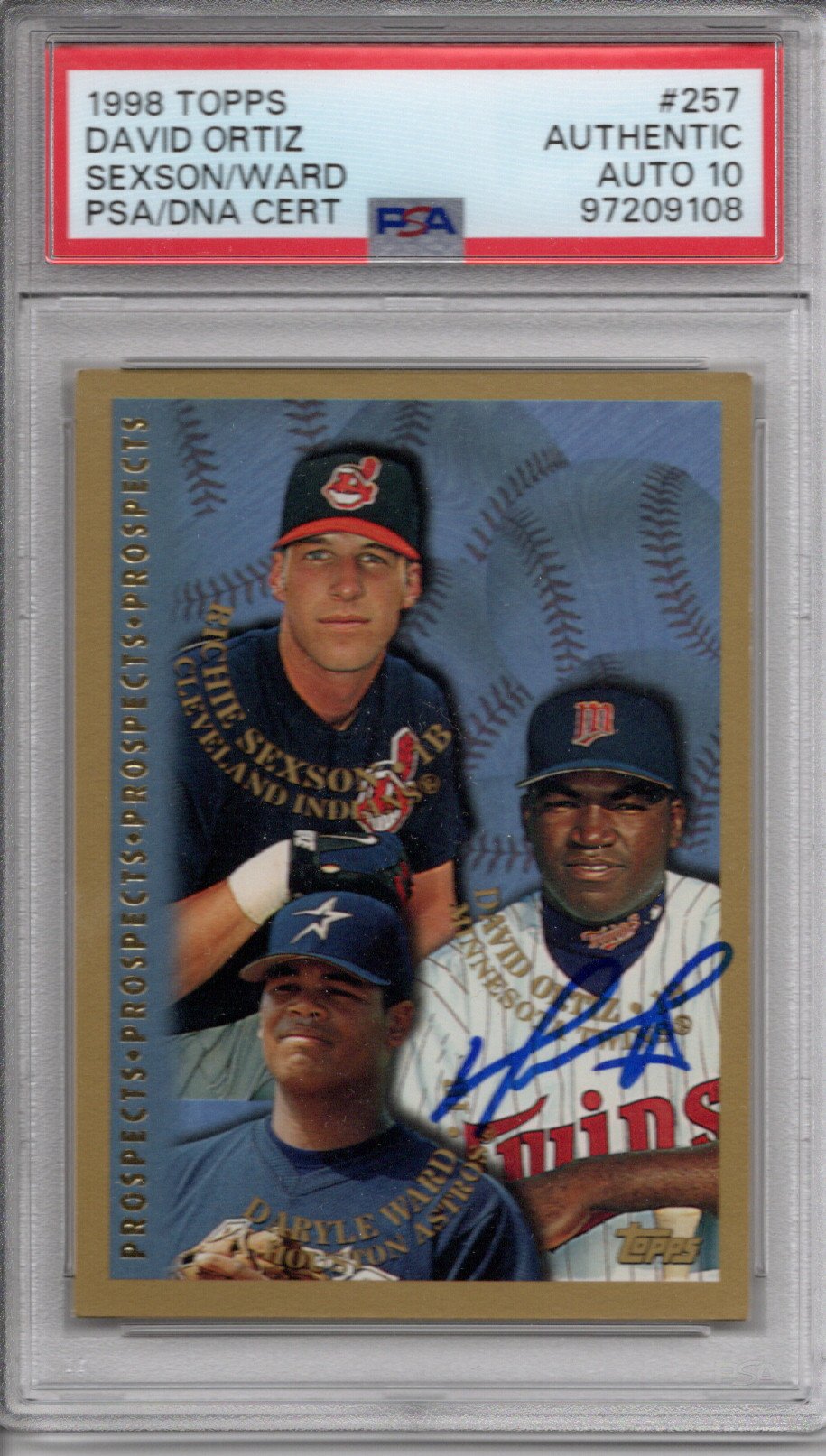 David Ortiz Signed Minnesota Twins 1998 Topps Card #257 PSA Authenticated Encapsulated 97209108-Powers Sports Memorabilia