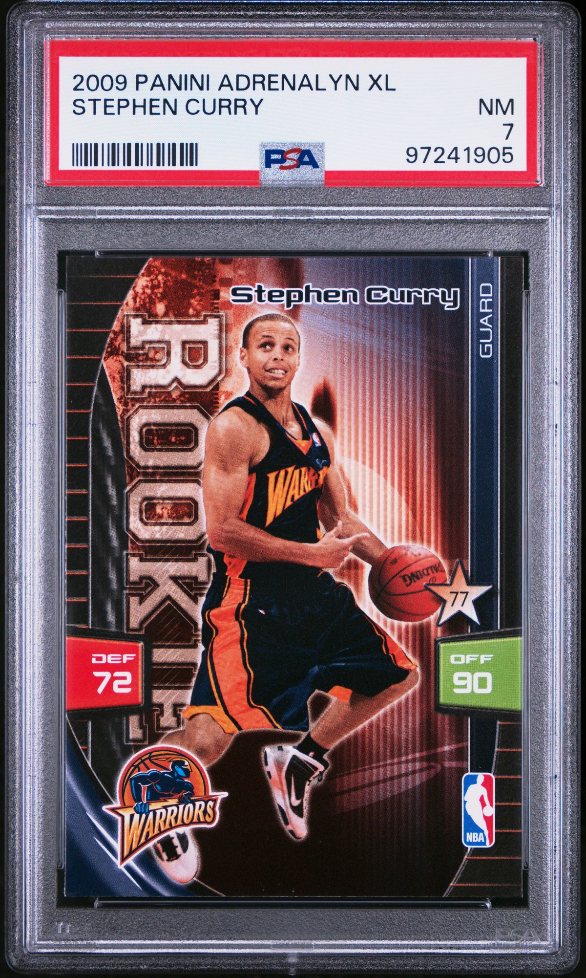 Stephen Curry 2009 Panini Adrenalyn XL Golden State Warriors Basketball RC Rookie Card Graded PSA 7 Cert #97241905-Powers Sports Memorabilia