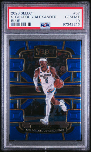Shai Gilgeous-Alexander 2023 Panini Select Blue Basketball Card #57 Graded PSA 10-Powers Sports Memorabilia
