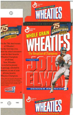 John Elway unsigned Denver Broncos Mini Wheaties Box (Flat) Commemorative Box unused-Powers Sports Memorabilia