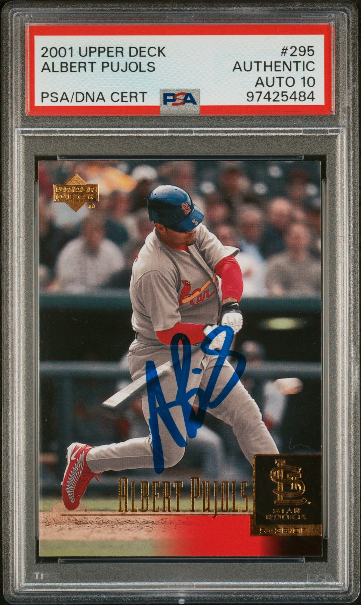 Albert Pujols 2001 Upper Deck Signed Baseball Rookie Card #295 Auto PSA 10-Powers Sports Memorabilia