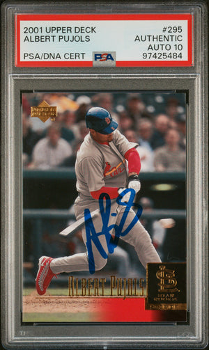 Albert Pujols 2001 Upper Deck Signed Baseball Rookie Card #295 Auto PSA 10-Powers Sports Memorabilia